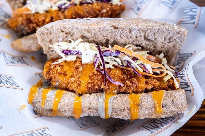Spicy Buffalo Chicken Sandwich with buffalo sauce