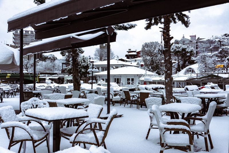 Outdoor patio seating at East coast wings Rockland ME